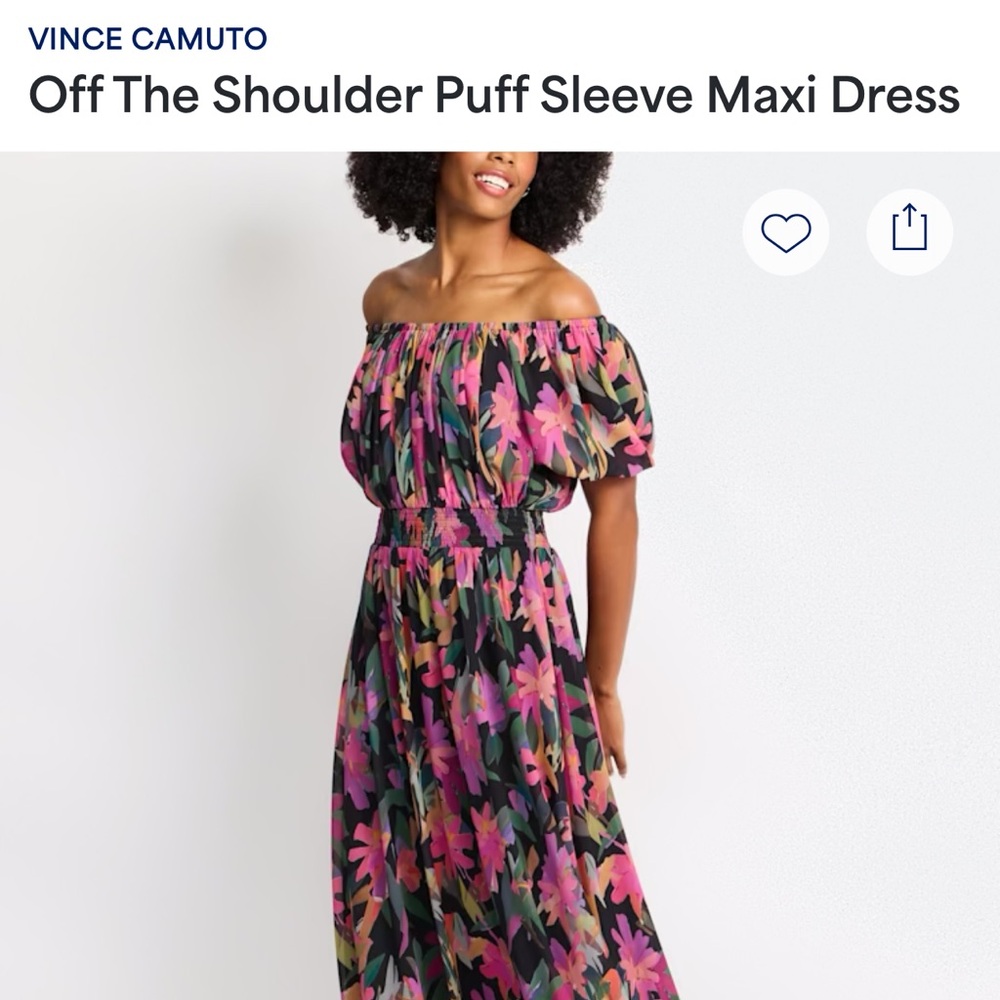 Vince Camuto Floral Off-Shoulder Maxi Dress - Pink and Black